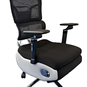 Ultimate Electric Ergonomic Office Chair with 6D Armrests & Footrest, 3D Headrest Mesh Desk Chair with Power Seat Adjustment - Silver/Chrome